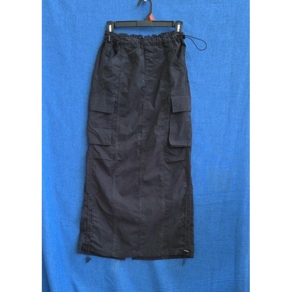 Women's XXS Maxi Skirt‎ Cotton Cargo Pockets Drawstring  With Back Slit